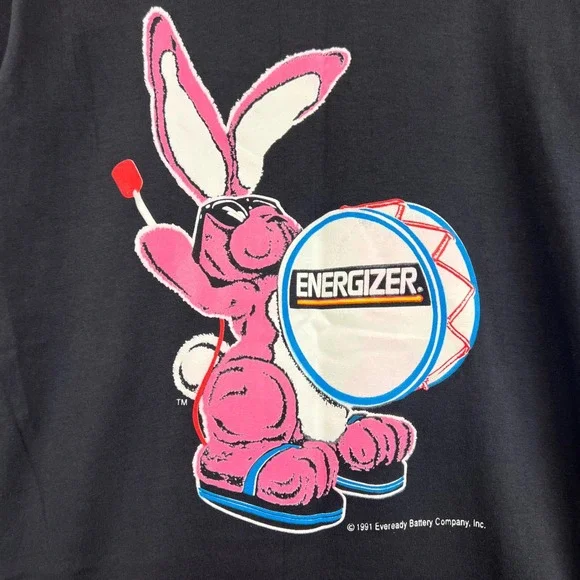 Vintage 1991 Energizer Bunny T Shirt Mens Small Black Single Stitch Made in USA - Picture 3 of 9